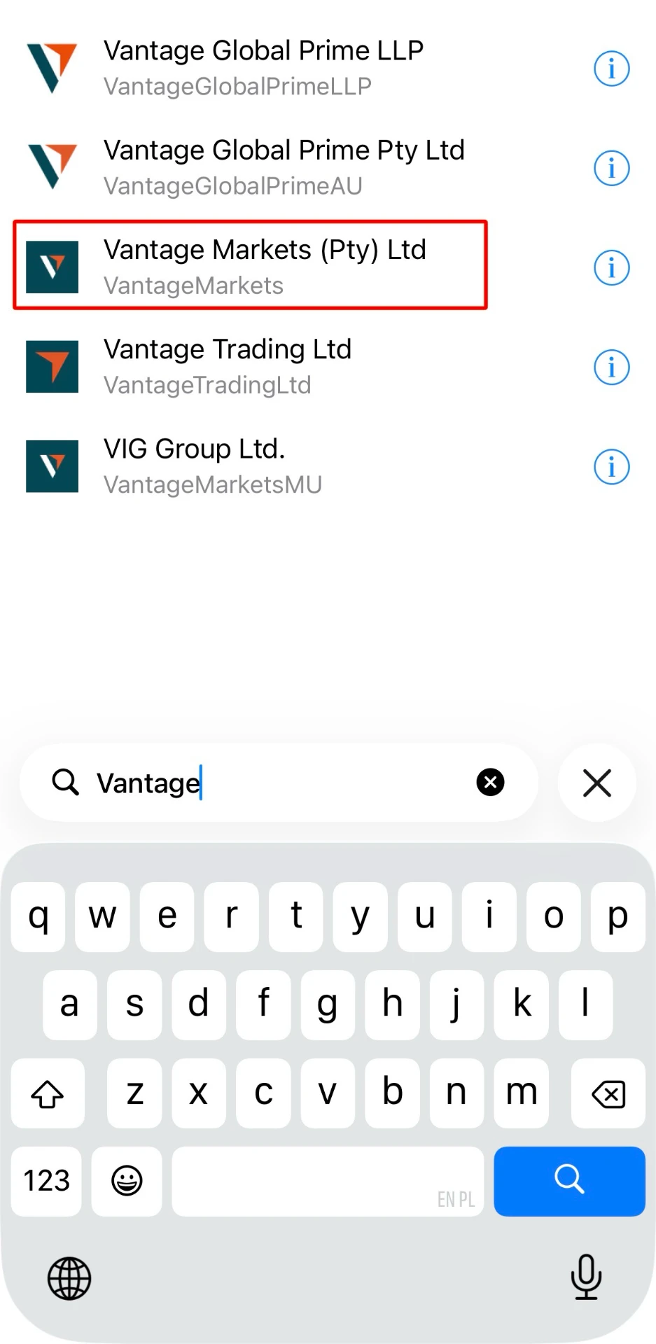 Поиск брокера Vantage и выбор Vantage Markets (Pty) Ltd